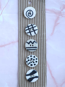 Ceramic Buttons - Black/White Pattern