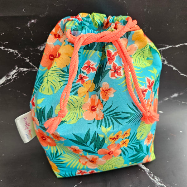 Tropical Project Bag - Medium Sized - Neon Drawstring