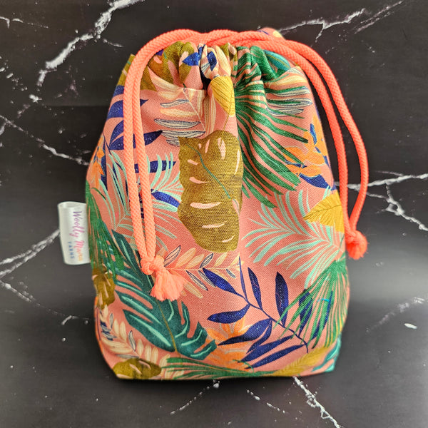 Tropical Project Bag - Medium Sized - Neon Drawstring