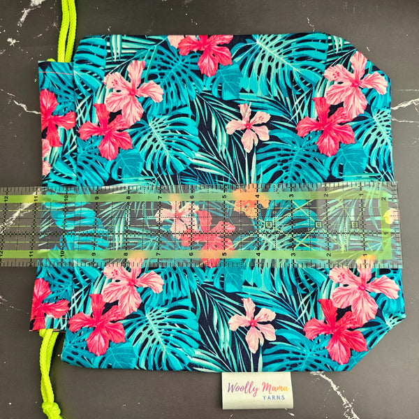 Tropical Project Bag - Medium Sized - Neon Drawstring