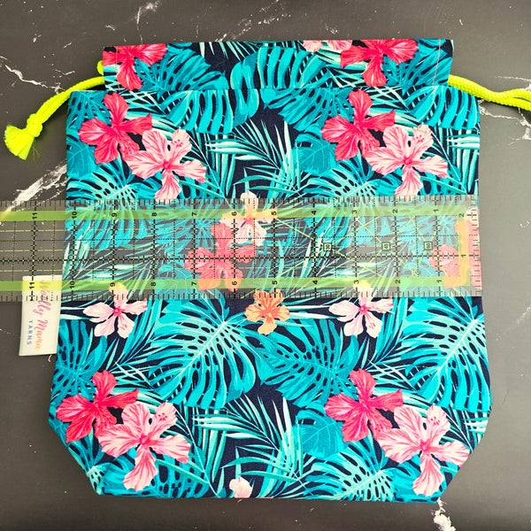 Tropical Project Bag - Medium Sized - Neon Drawstring
