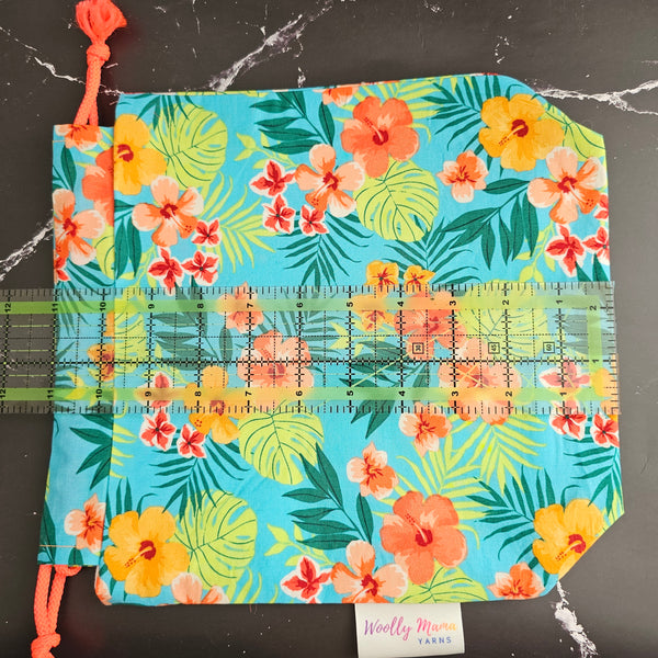 Tropical Project Bag - Medium Sized - Neon Drawstring