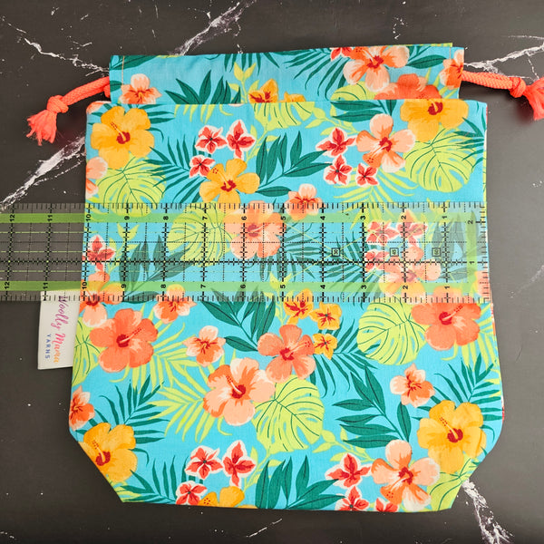 Tropical Project Bag - Medium Sized - Neon Drawstring